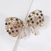 Luxury Vintage Crystal Color Gemstone Ribbon Flower Alloy Brooch Pin Corsage Accessories Brooch