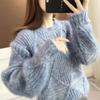 Women's Round Neck Sweater Autumn/winter Korean Version Pullover Loose and Lazy Base Knit Sweater Top Sweater Winter