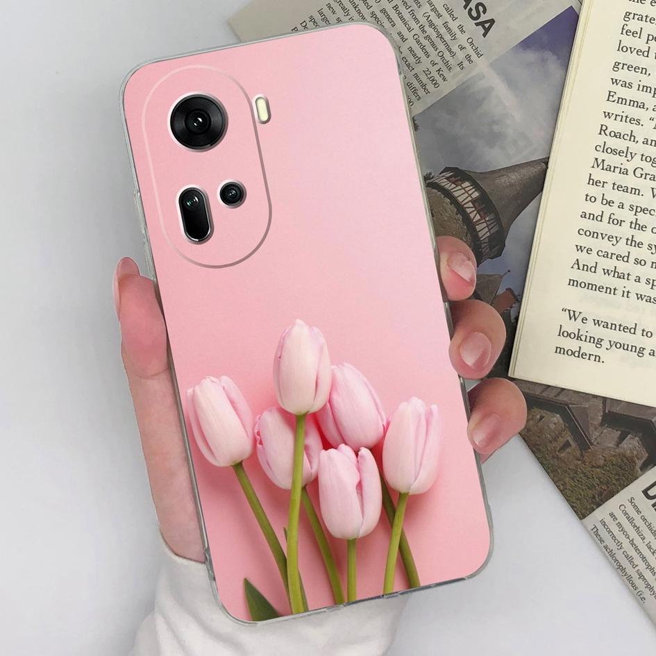 Phone Cases Covers For OPPO Find X7 Ultra Reno 11 Realme A3 P1 12 Lite Pro Bumper Pretty Flower Butterfly Protective Clear TPU Silicone Capas For OPPO