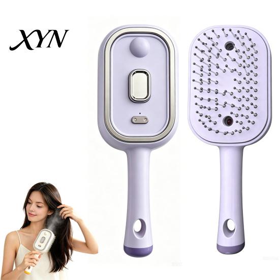 Fine Steam Output Brush Electric with Essence & Measuring Cup, Rechargeable Anti-Static Scalp Massaging Comb Massager Spray Brush, Frizz Control Hair