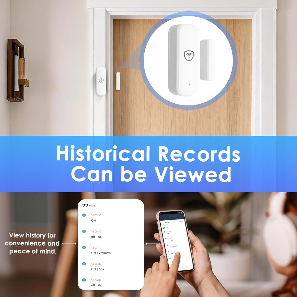 Tuya WiFi or Zigbee Door/Window Sensor Smart Home Open/Closed Alarm Security System Smart Life Remote Monitoring