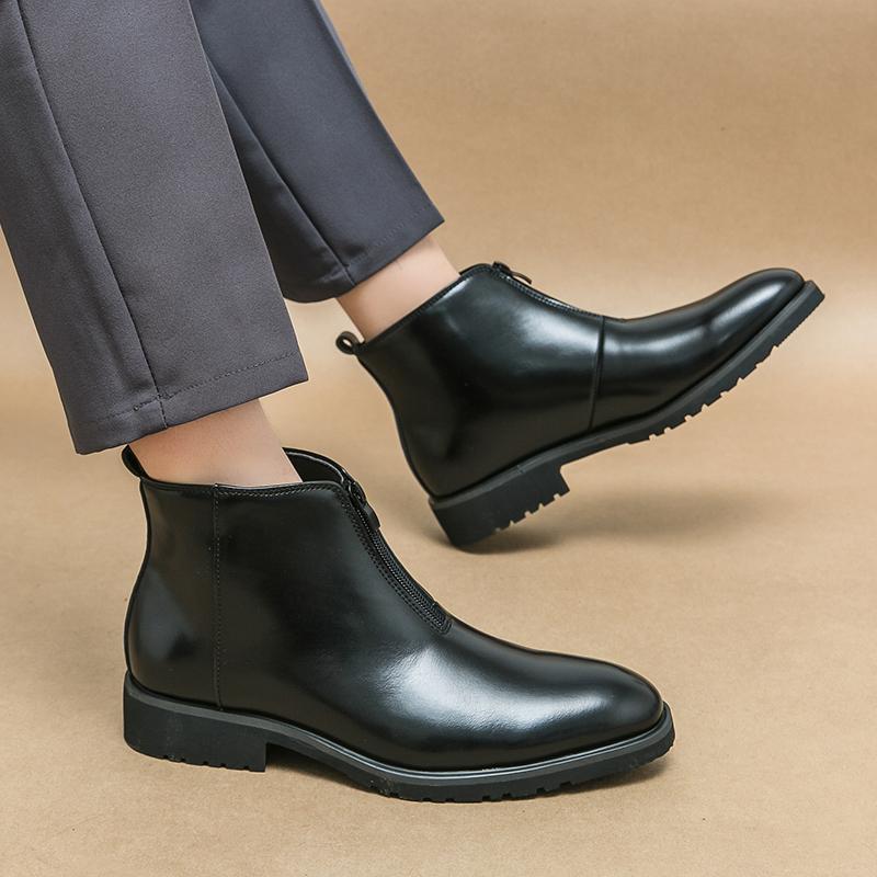 Модные мужские ботинки челси из натуральной кожи в стиле ретро, модные мужские ботильоны, мужские повседневные короткие ботинки в британском стиле, туфли с острым носком и толстой подошвой