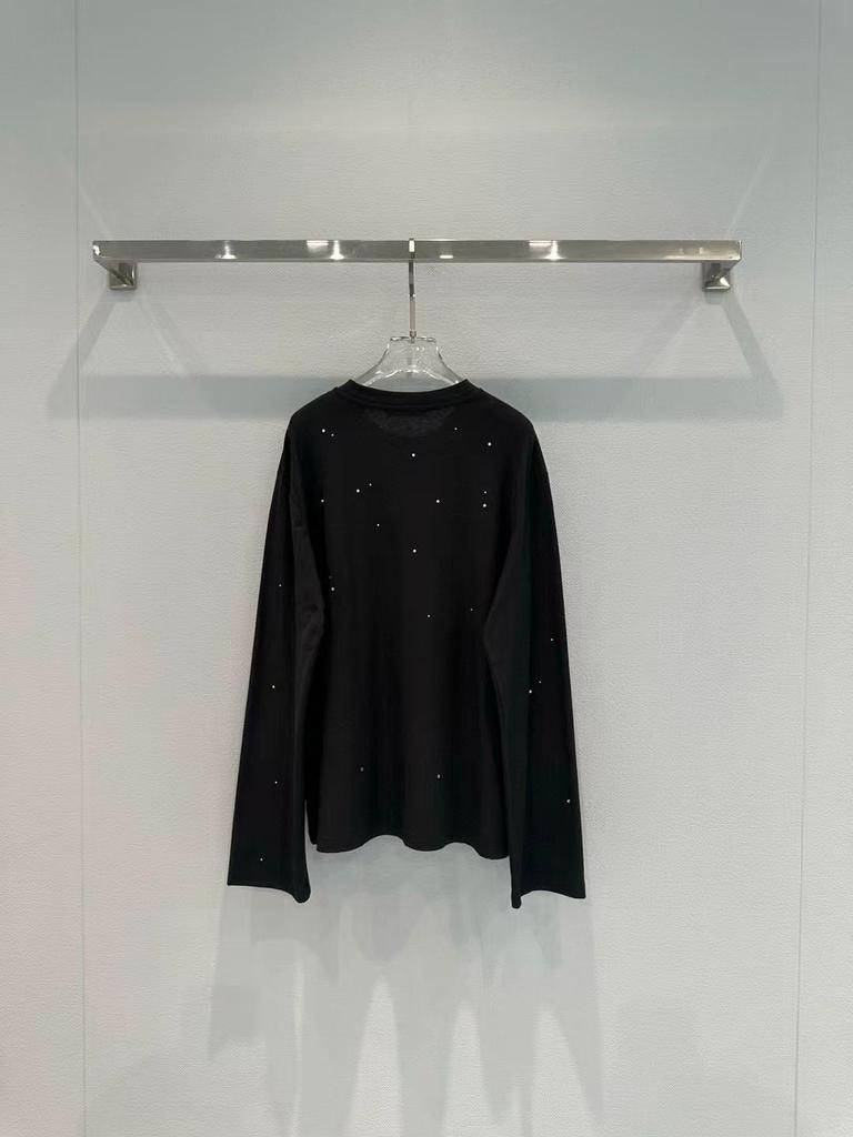 Женская футболка с длинным рукавом 1996 года с зеркальным принтом и стразами