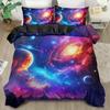 Galactic Galaxy Duvet Cover Set, 3D Space Universe Bedding Kit, Large Size Soft Comfort Polyester, Digital Print  All-Season Use
