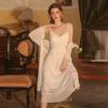 Nightgown Women's Nightgown Set Spring Lace Solid Mesh Nightgown Comfortable Women's Home Clothes