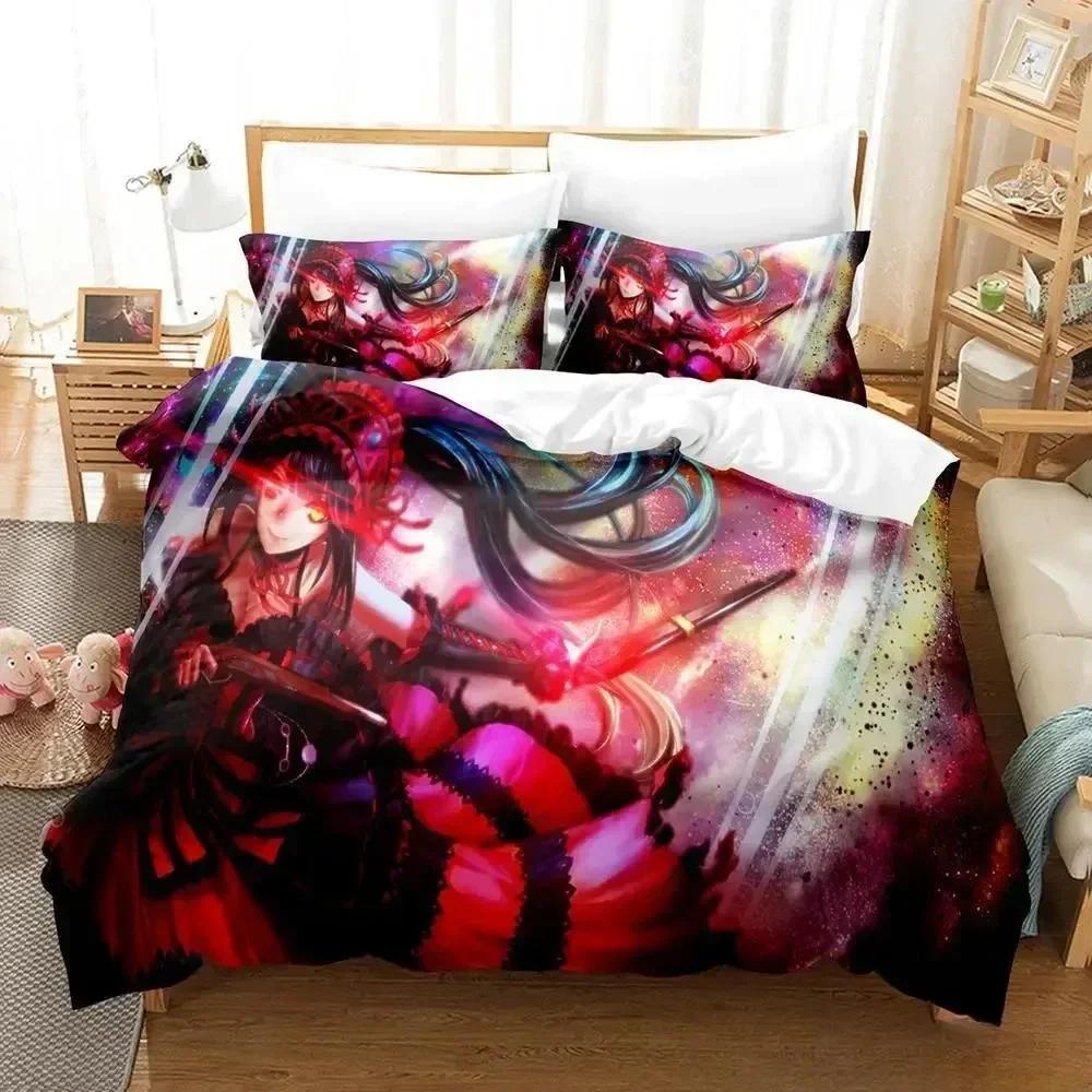 Новый комплект постельного белья Date A Live Tokisaki Kurumi Single Twin Full Queen King Size Bed Set Aldult Kid Bedroom Duvet cover Sets Anime