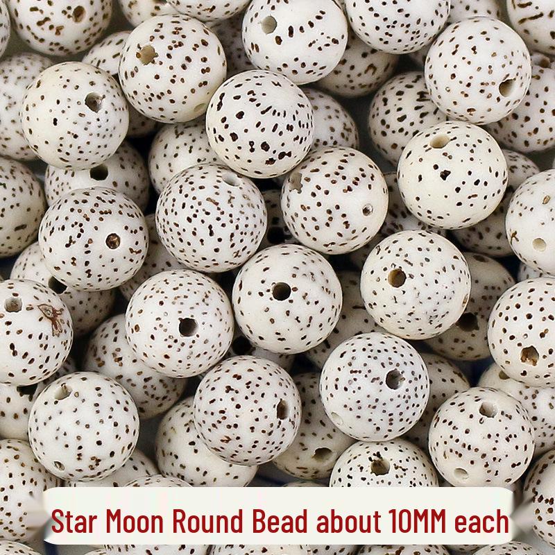 Star and Moon Bodhi Beads: Pure White High-Density 108 Bead Bracelet for DIY Prayer Accessories