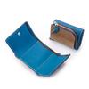 Tri Fold Wallet Wallet Small Large Capacity Coin Case Genuine Leather Natural Wood Wood Leather Made In Japan Blue