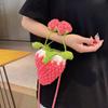 Knitted Shoulder Bag Crochet Crossbody Lovely Decorative Strawberry Shaped Handbag Purse for