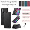 Премиальный винтажный кожаный чехол-кошелек для Samsung Galaxy A40 - Блокировка RFID, откидная крышка со слотами для карт (4 цвета)