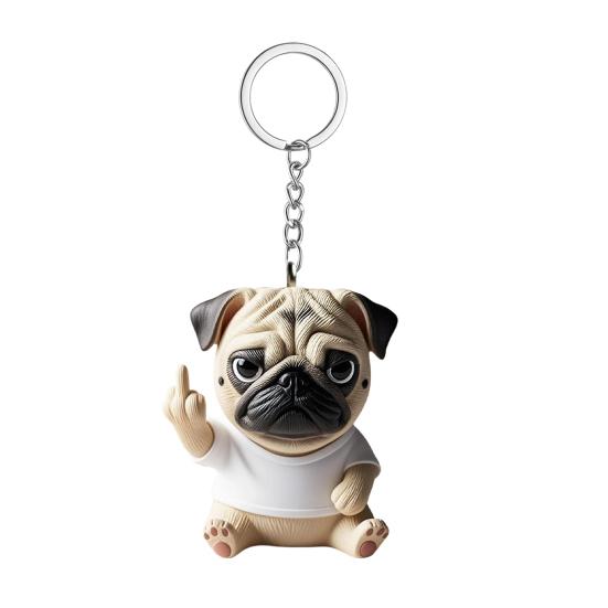 Поза среднего пальца Брелок для щенка 3D Дизайн собаки Брелок Рюкзак Крутое украшение щенка Аксессуары для сумки