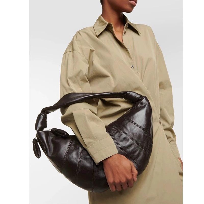 "Women's Sheepskin Leather Croissant Shoulder Bag"