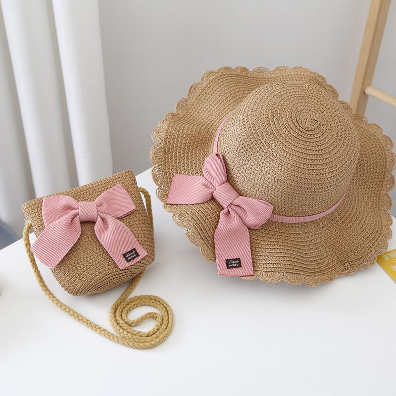 Children's sun hat girls summer new straw hat change bag baby sun protection beach hat sun bucket hat
