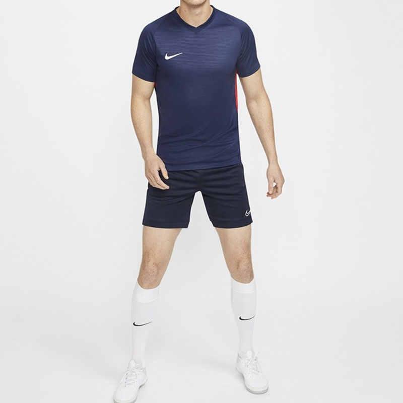 Nike Футболка мужская повседневная с коротким рукавом реглан с принтом, темно-синяя, красная 894231-410