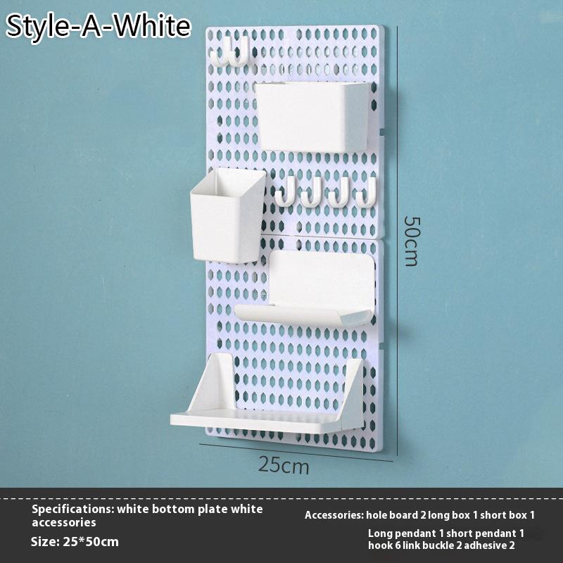 Кавайная перфорированная доска, настенная полка для общежития, украшение, самоклеящаяся, без сверления, для учебы студентов, настенная стойка для хранения, домашний органайзер