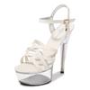 190 Series 14.5cm Heel 4.5cm Platform  Sexy Thin Heel Waterproof  Sandals Transparent Crystal Shoes Wedding Red LFD