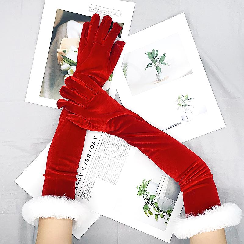 1 Pair Adult Cosplay Santa White Cuffs Keep Warm Mitten