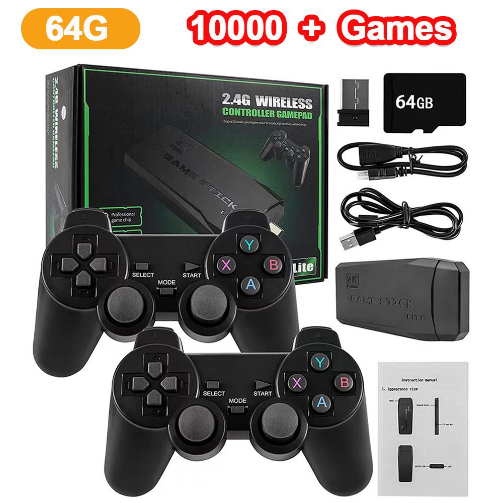 M16 Game Stick 4K игровая консоль TV HD 64 ГБ 15000+ игр 2.4G двойной беспроводной контроллер HDMI-совместимый 25 эмуляторов