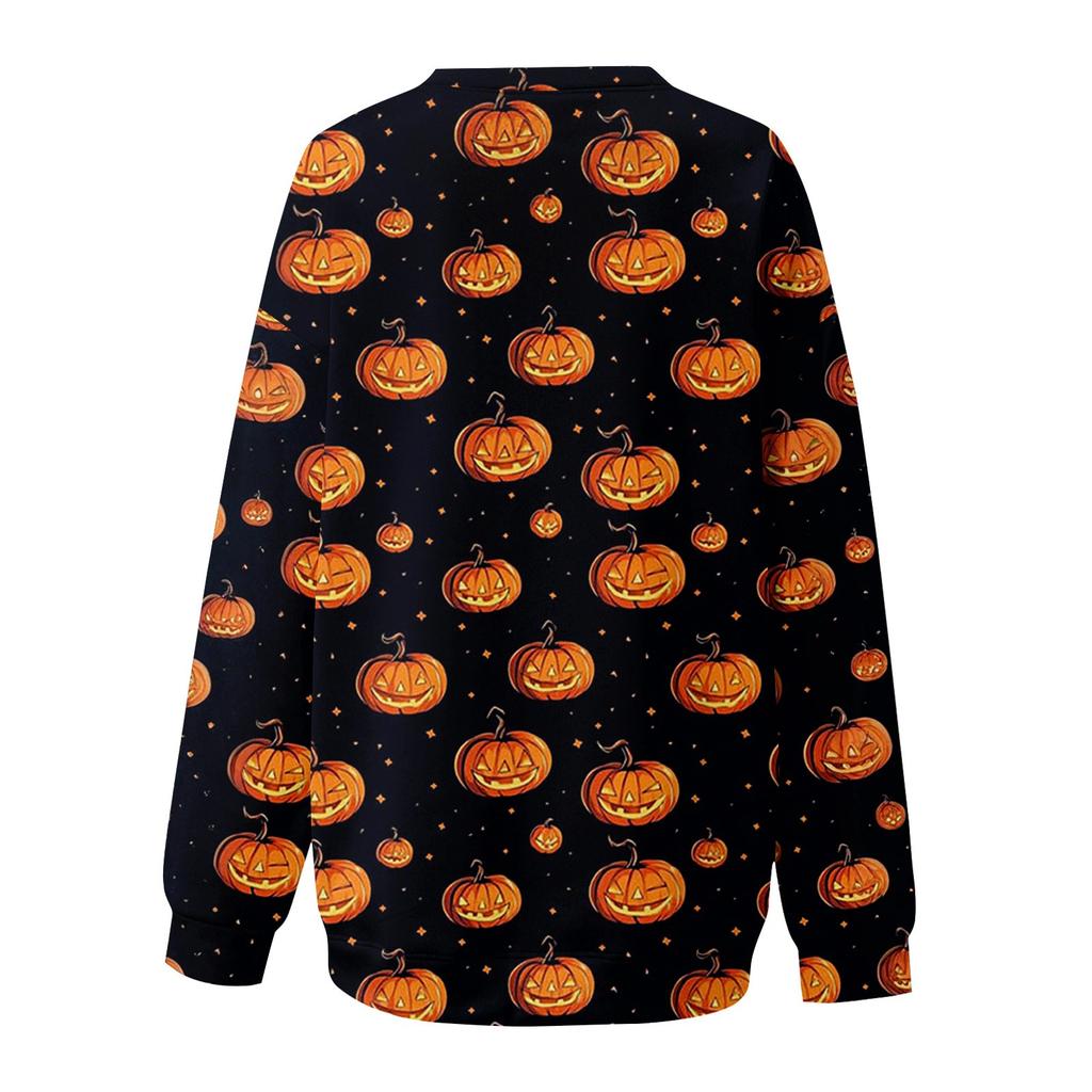 Женский модный повседневный свитшот с длинным рукавом и принтом на Хэллоуин