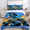 Dinosaur Monster Truck Flames Print 3Pcs Bedding Setduvet Cover With 2 Bedropillowcase Home Birthday Gift