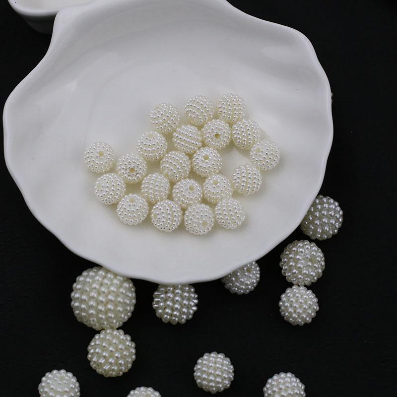 Круглые бусины из искусственного жемчуга ABS-пластика с оттенком белого цвета для самодельных заколок и аксессуаров для головных уборов