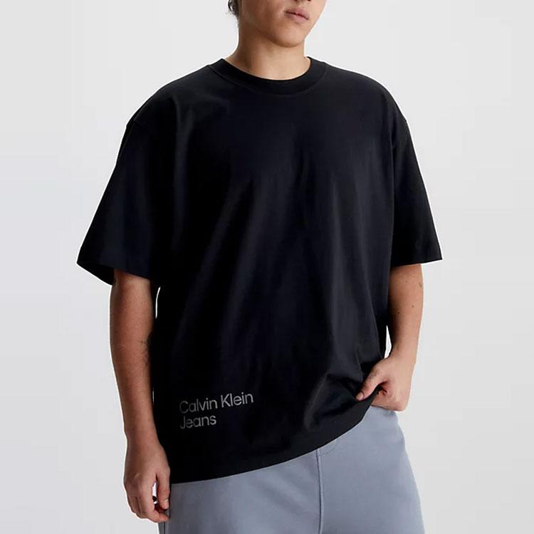 Calvin Klein Футболка с коротким рукавом и круглым вырезом, с логотипом, черная J30J322881-BEH