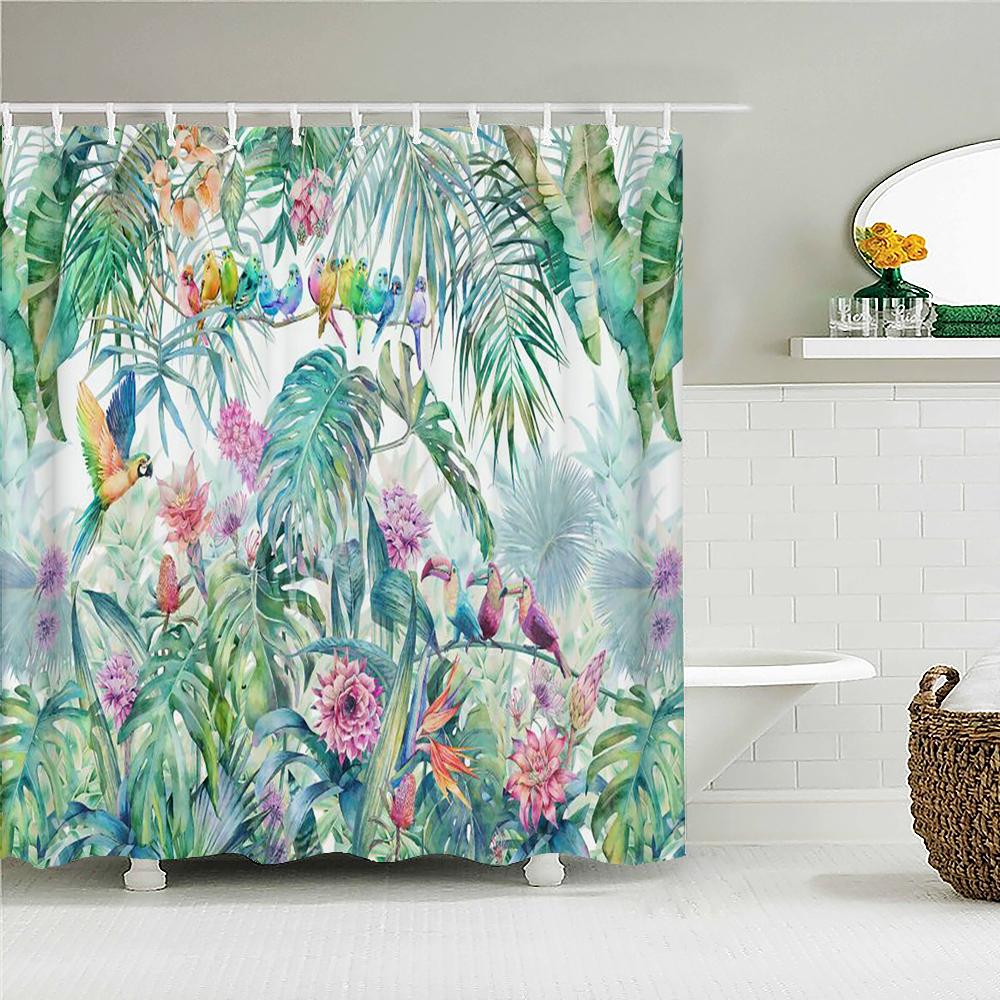 Colorful Beautiful Fresh Flowers Shower Curtain Bathroom Waterproof Polyester Butterfly 3D Print Curtains For Bathroom Shower
