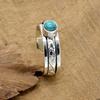 Turquoise 925 Sterling Silver Worry Spinner Ring, Anxiety Handmade Women Spinner Ring