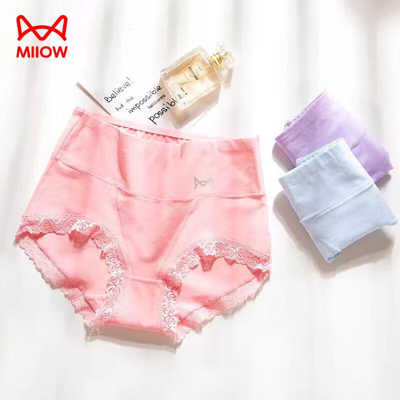 MaoRen Женские трусы-слипы с высокой талией, хлопковое кружево, контроль живота, 3 шт.