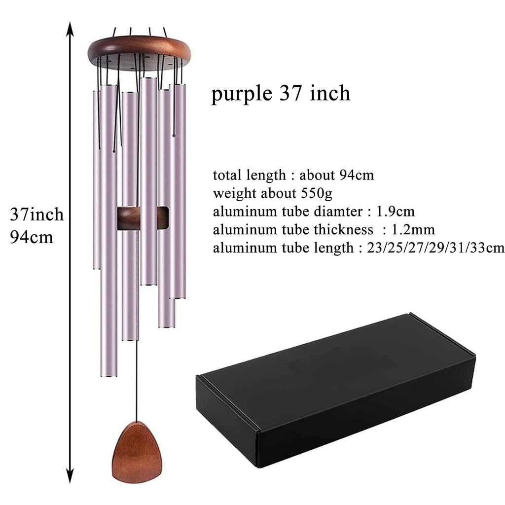 Metal Windchime Aluminum Windbell Wind Chimes 6 Tubes Chimes Home Decoration Craft Outdoor Garden Patio Notes Zen Meditation