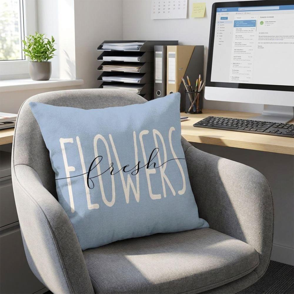 Linen Hydrangea Cushion Cover Flower Printed Cushion Case Pillowslip Throw Pillow Cover  Bedroom