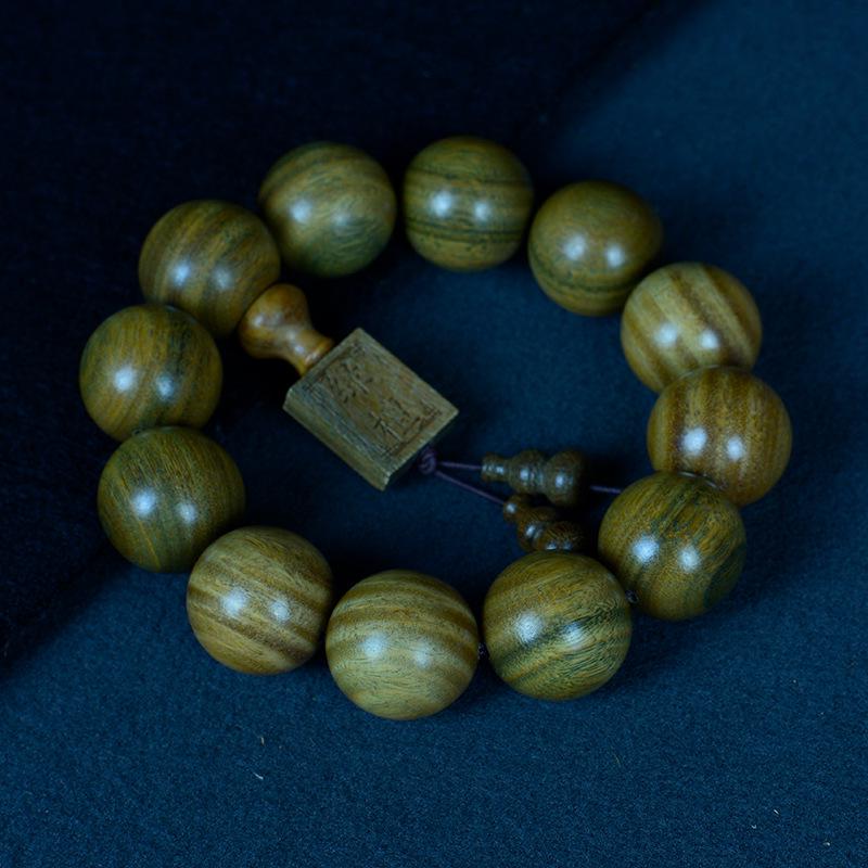 Браслет из 108 бусин из аргентинского зеленого сандала для мужчин и женщин - ручная работа, буддийская нить с прямым волокном.