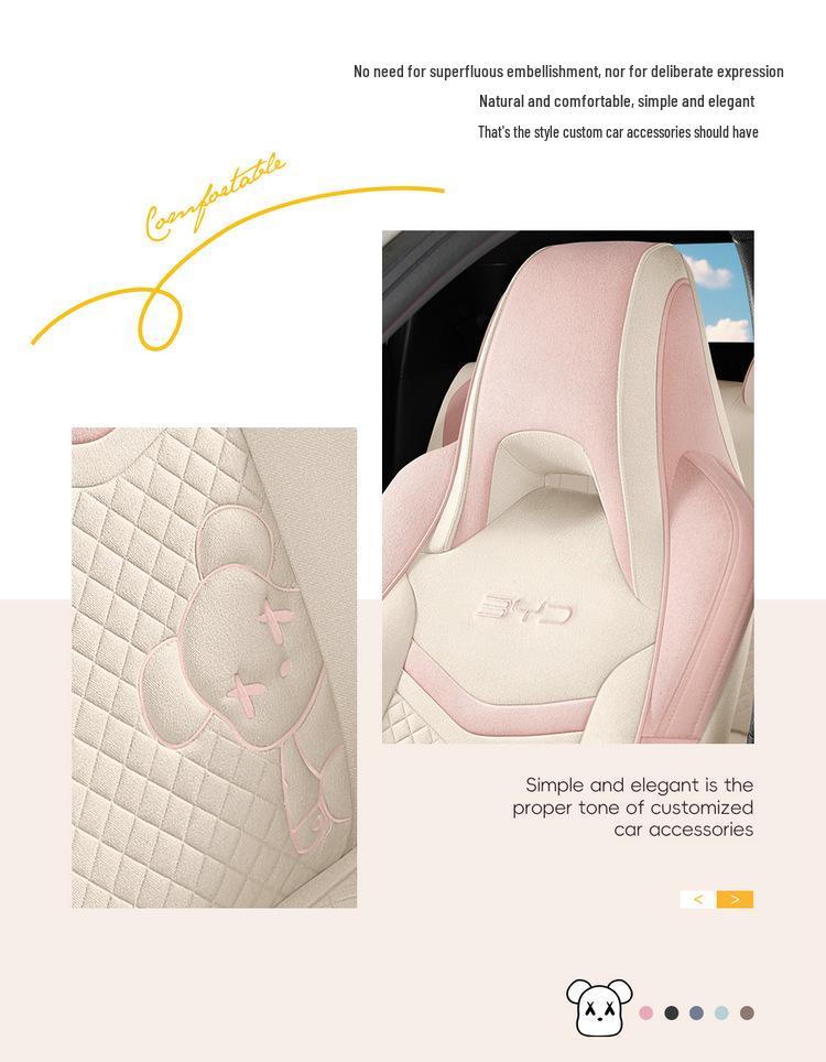 New BYD Seagull Five-Seat Cartoon Linen Car Seat Cushion