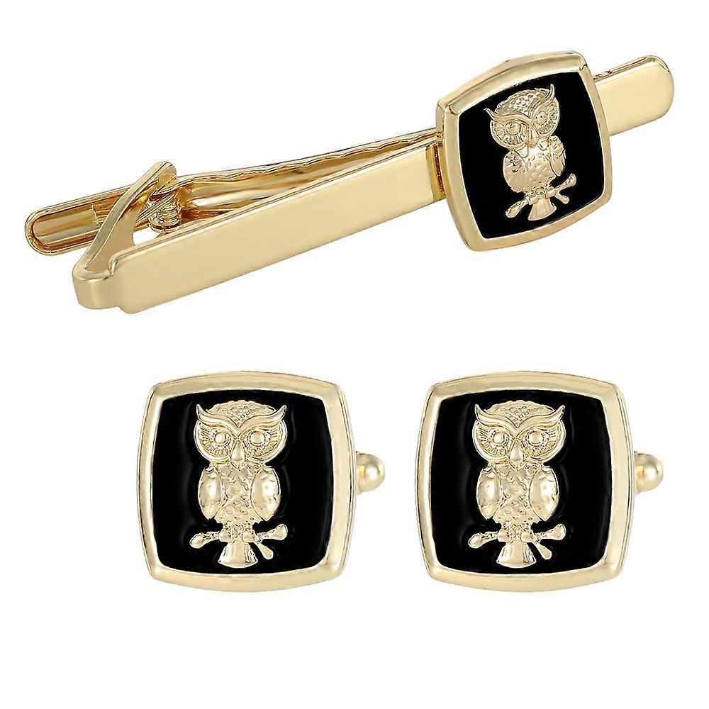 Animal-shaped cufflinks and tie clips for men, business style, shirt cuff studs, tie clip set, gift box, alloy.
