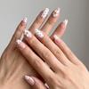 3D Embossed White Flower Red Dot French Press On Nails Floral Gentle Fake Women