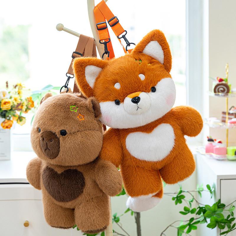 Cute Cartoon Dog Capybara Duck Plush Toy Backpack For Children