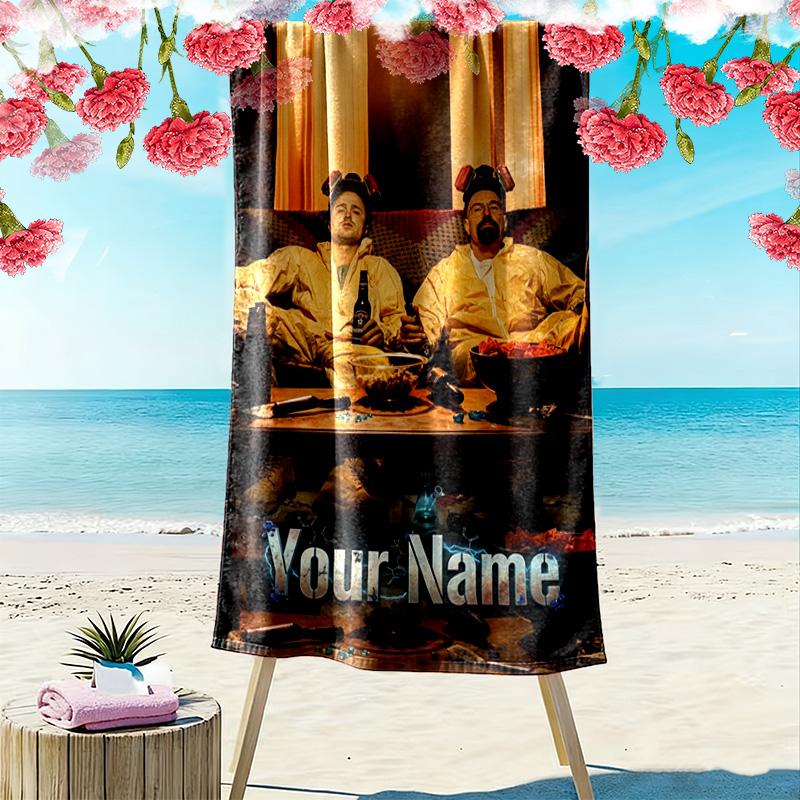 Name Custom Breaking Bad Print Beach Towel, Large Soft Quick Dry Towel for Beach Camping Swimming