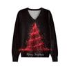 Women's Cute Sweatshirt Knitted Fashion Casual V-neck Long-sleeved Cozy Print Top