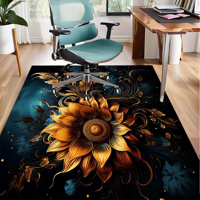 Butterfly And Sunflowers Office Rug Chair Mat, Entryway Carpet, Suitable for Front Door, Bedroom, Living Room, Desk, Holiday Gift