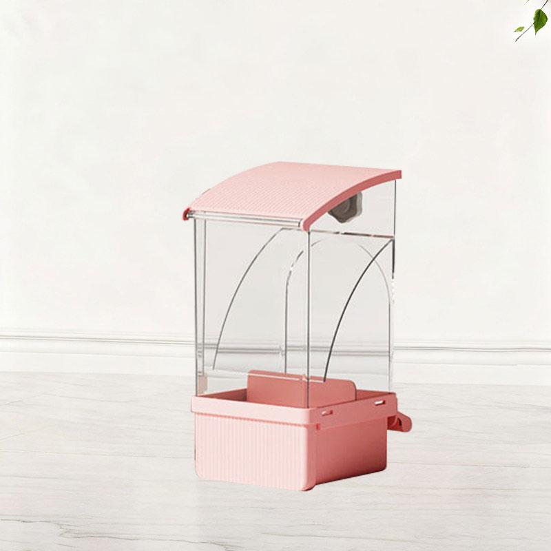 Transparent Rectangle Acryl Bird Feeder Hull Separation Anti-Splash Automatic Eco-Friendly Feeding Device for Parrots Birds