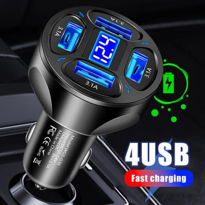 Автомобильное зарядное устройство Быстрая зарядка Quick Charge 4USB+3.1A Адаптер для автомобильного зарядного устройства мобильного телефона для IPhone 16 Pro 15 Samsung Type C PD Зарядное устройство