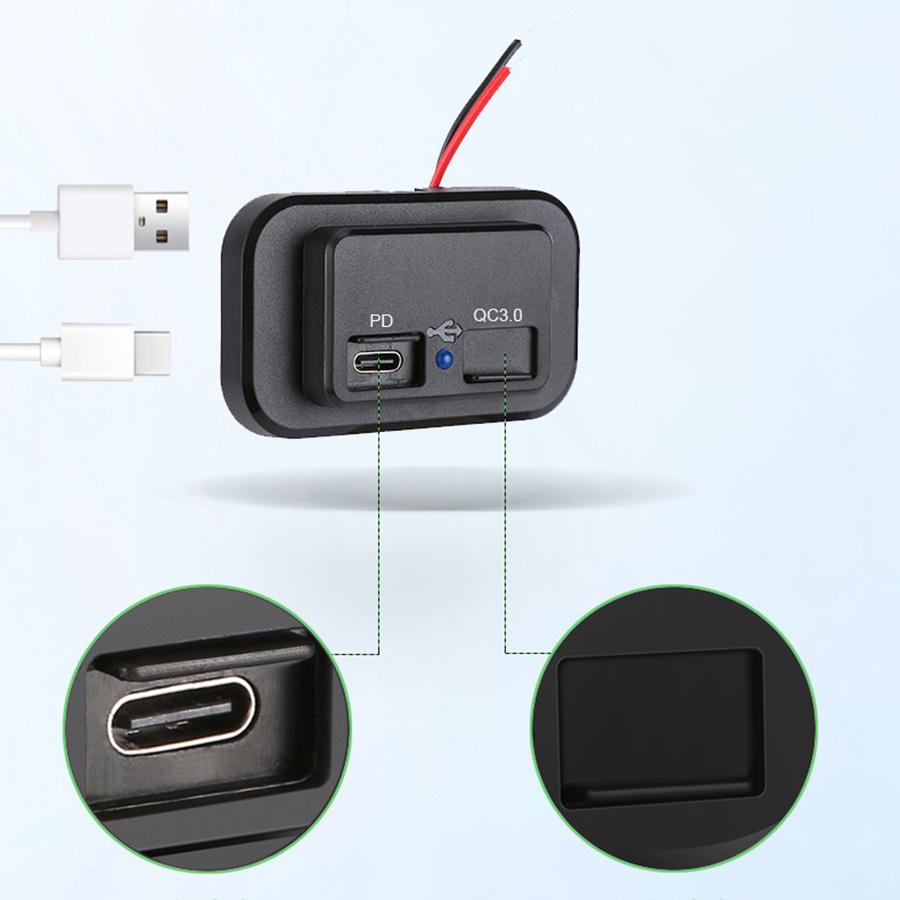 12V PD QC3.0 USB Двойной Автомобильный Адаптер Быстрой Зарядки Розетка Питания Универсальный Светодиод