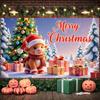 Xmas Backdrop Gift Box Decor Winter Celebration Banner Santa Cow Banner Red & Green Holiday Background For Christmas Party Home