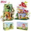 Flowers Carrot House Mushroom House Mini Building Blocks Carrot Forest House Bricks Set With Lights Children's Toys Gifts