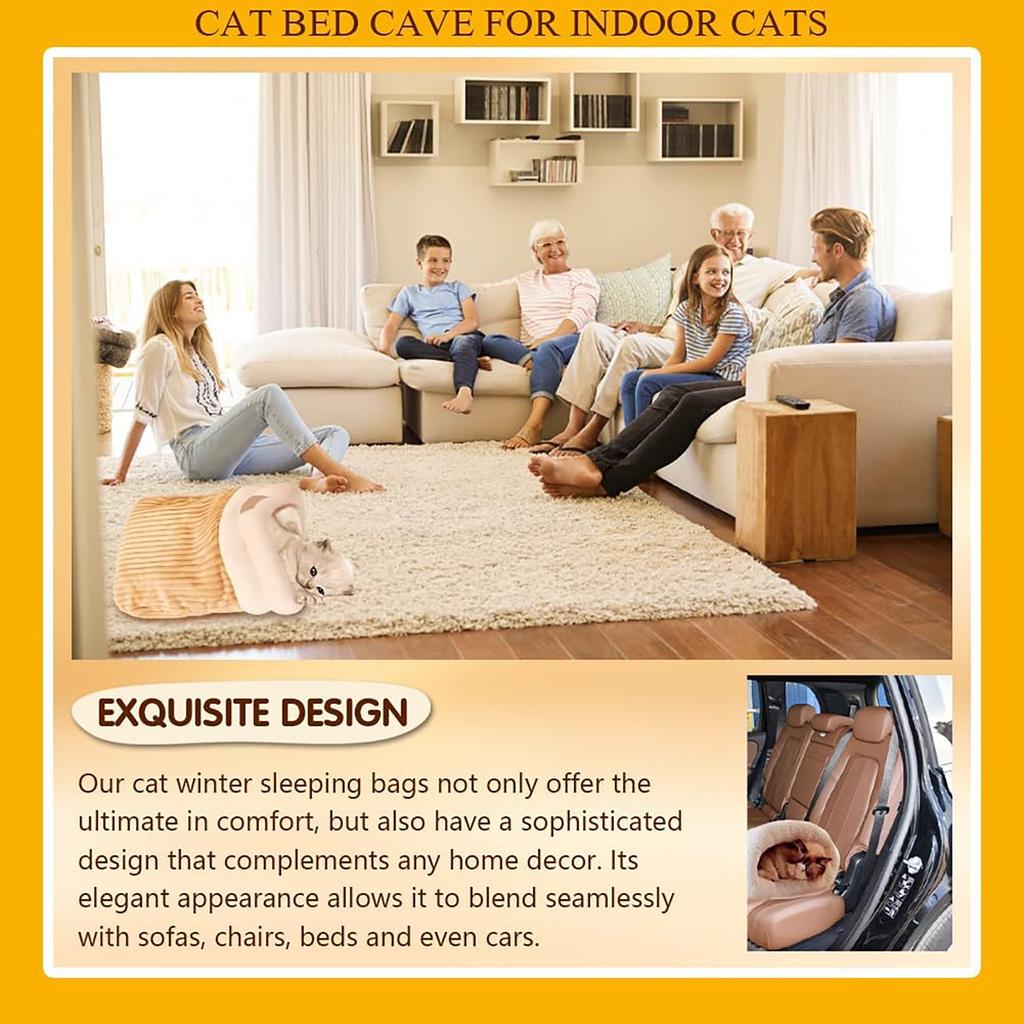 Спальный мешок для кошек из искусственного пуха, уютная и теплая кровать для маленьких и средних кошек