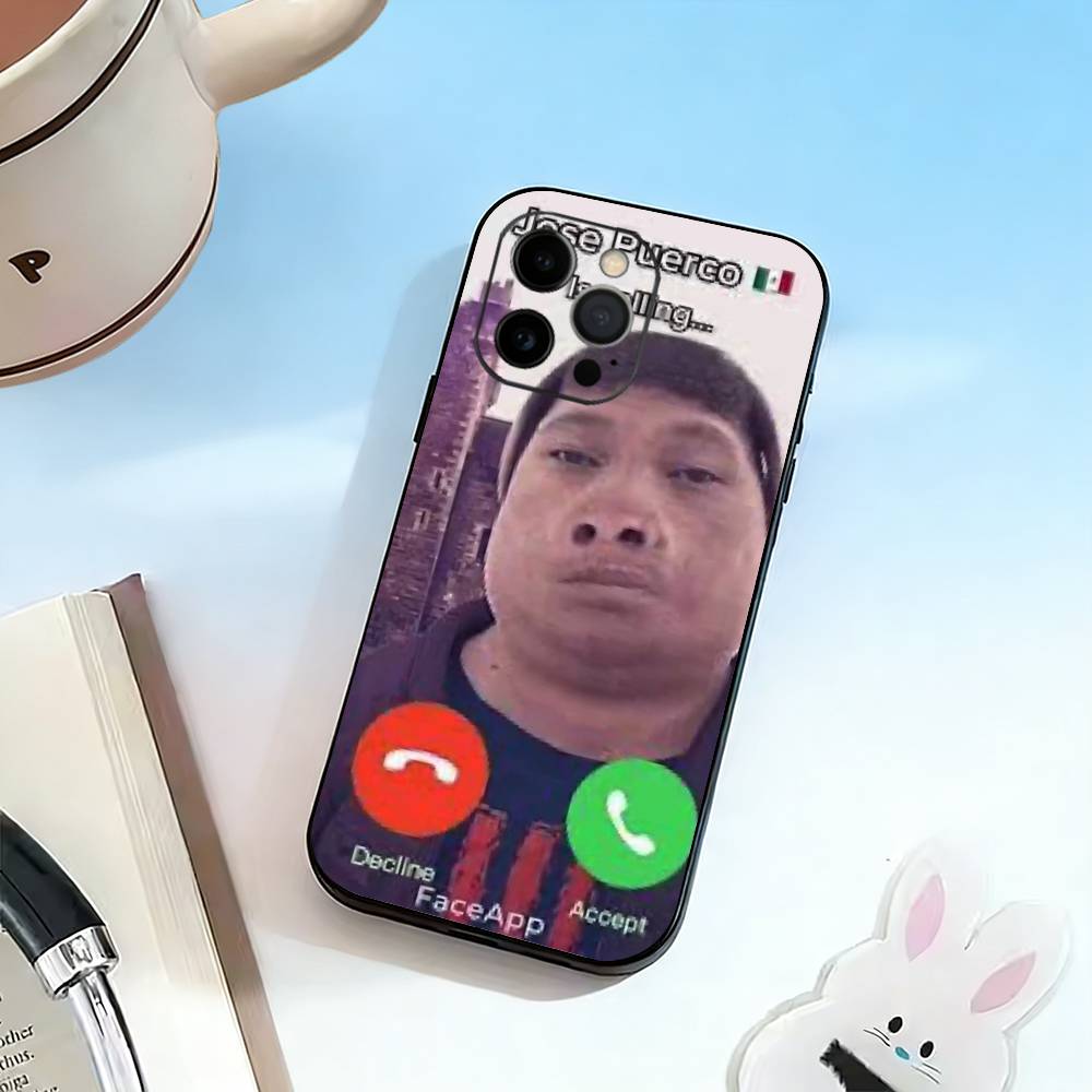 Звонит D-John Pork. Чехол для телефона с функцией ответа на звонок для iPhone 17, 16, 15, 14, 13, 12, 11 Plus, Pro Max, Другие, Мягкий черный чехол