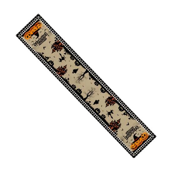 Хэллоуинская вечеринка, льняная дорожка для стола, украшение на Хэллоуин, дом, детский трюк, тыква, летучая мышь, узор, скатерть, товары для вечеринок ужасов