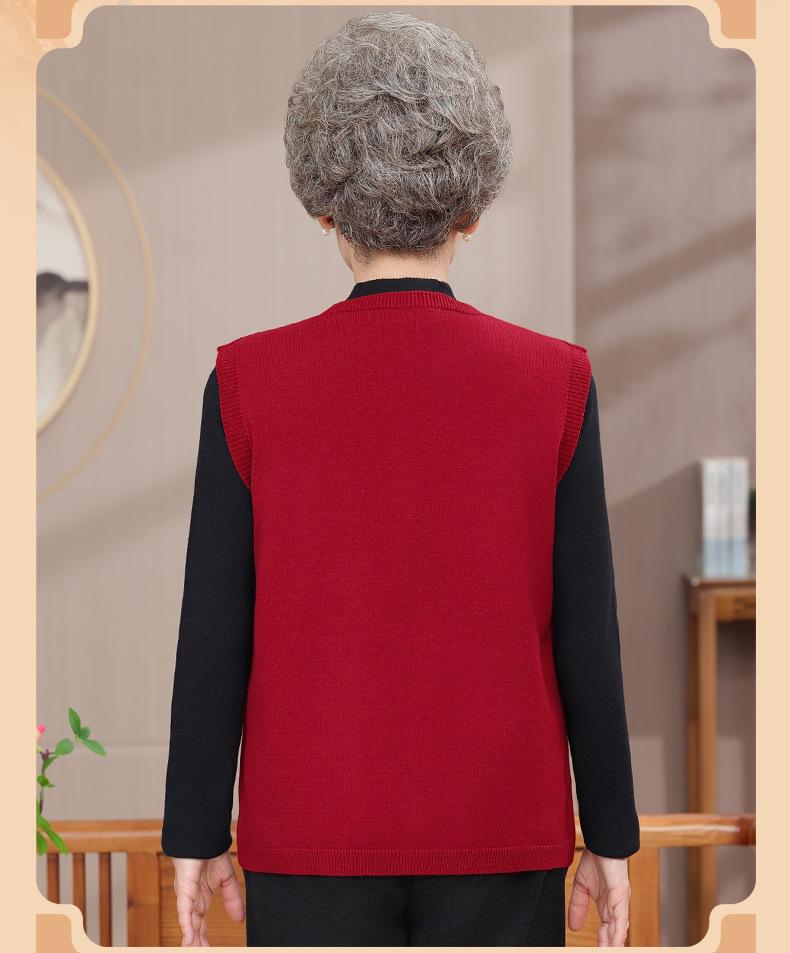 Autumn & Winter Fashion Vest and Cardigan for Middle-aged & Elderly Women - Plus Size V-neck Jacket