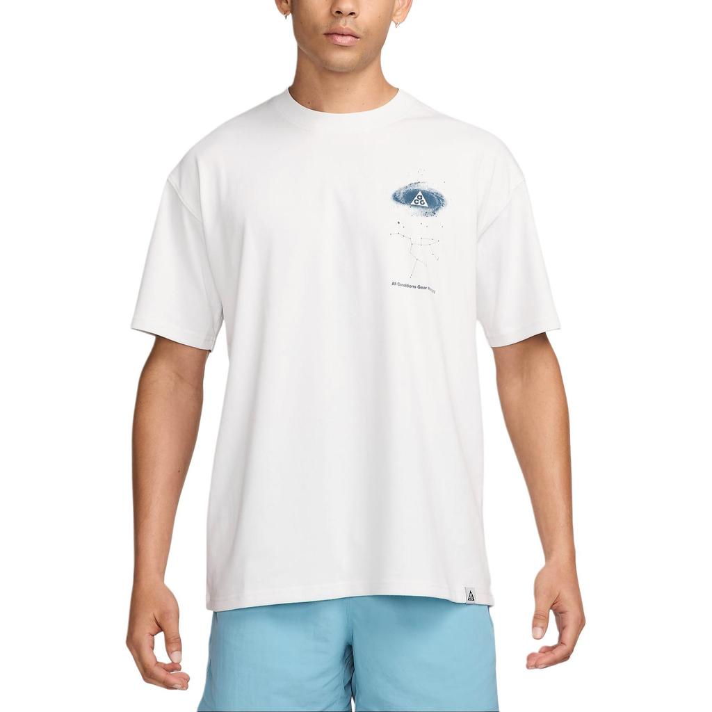 Nike Dri-Fit Повседневная Удобная Спортивная Пот-Впитывающая Футболка с Коротким Рукавом Мужские Топы Mountain-Peak-Белый FZ5275-121