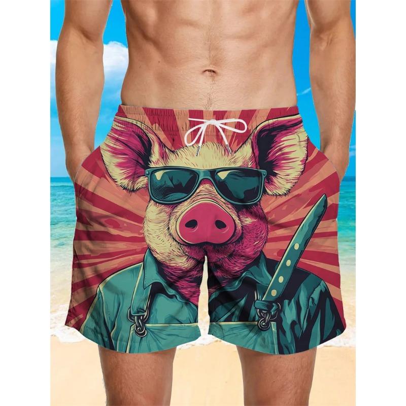 3d Printed Pig Pattern Cute Beach Shorts Casual Loose Hawaiian Shorts Suitable For Unisex Clothing